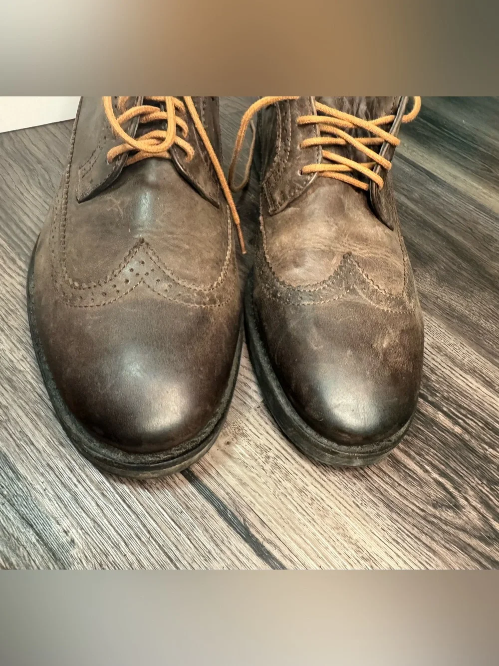 🔥Brusque Mens 11 Brown Leather Wingtip Oxfords Dress Shoes